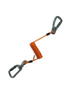 coil tether, coil vinyl tether, coated coil, swivel coil, swivel tether, hook to hook, trigger to trigger, carabiner coil, carabiner tether, coil trigger tether, coated tether